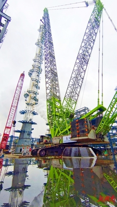 湖南石化重點(diǎn)項(xiàng)目最大塔件順利吊裝